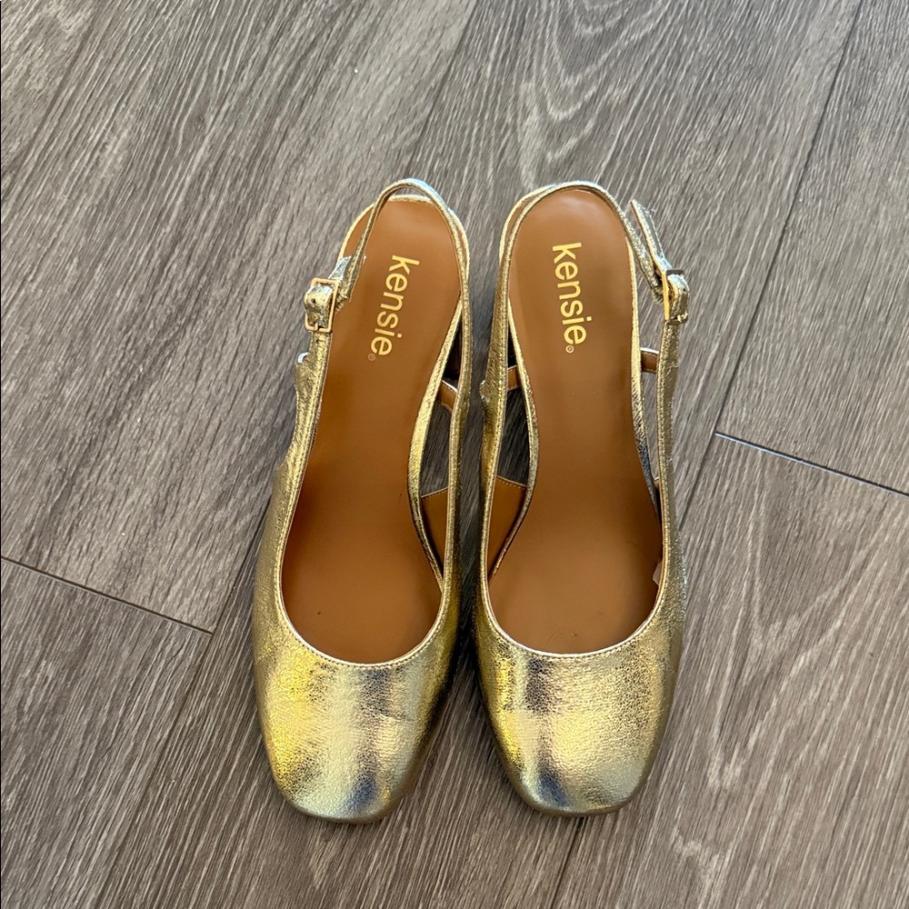 Kensie Metallic Gold Slingback Heels